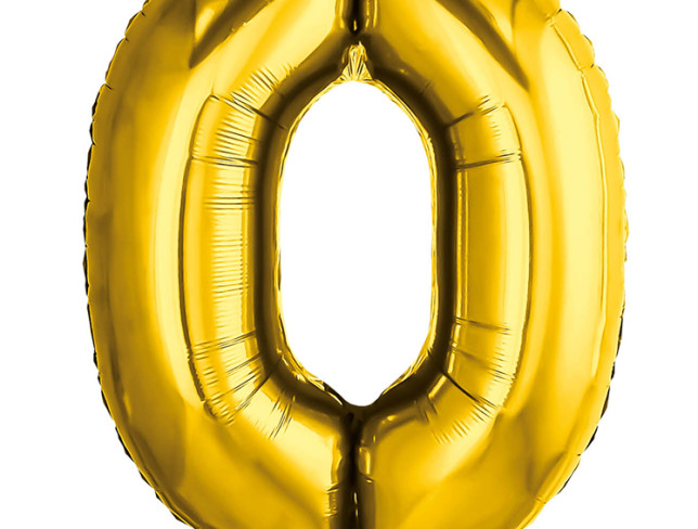 Balon cifra din folie "0" auriu foto